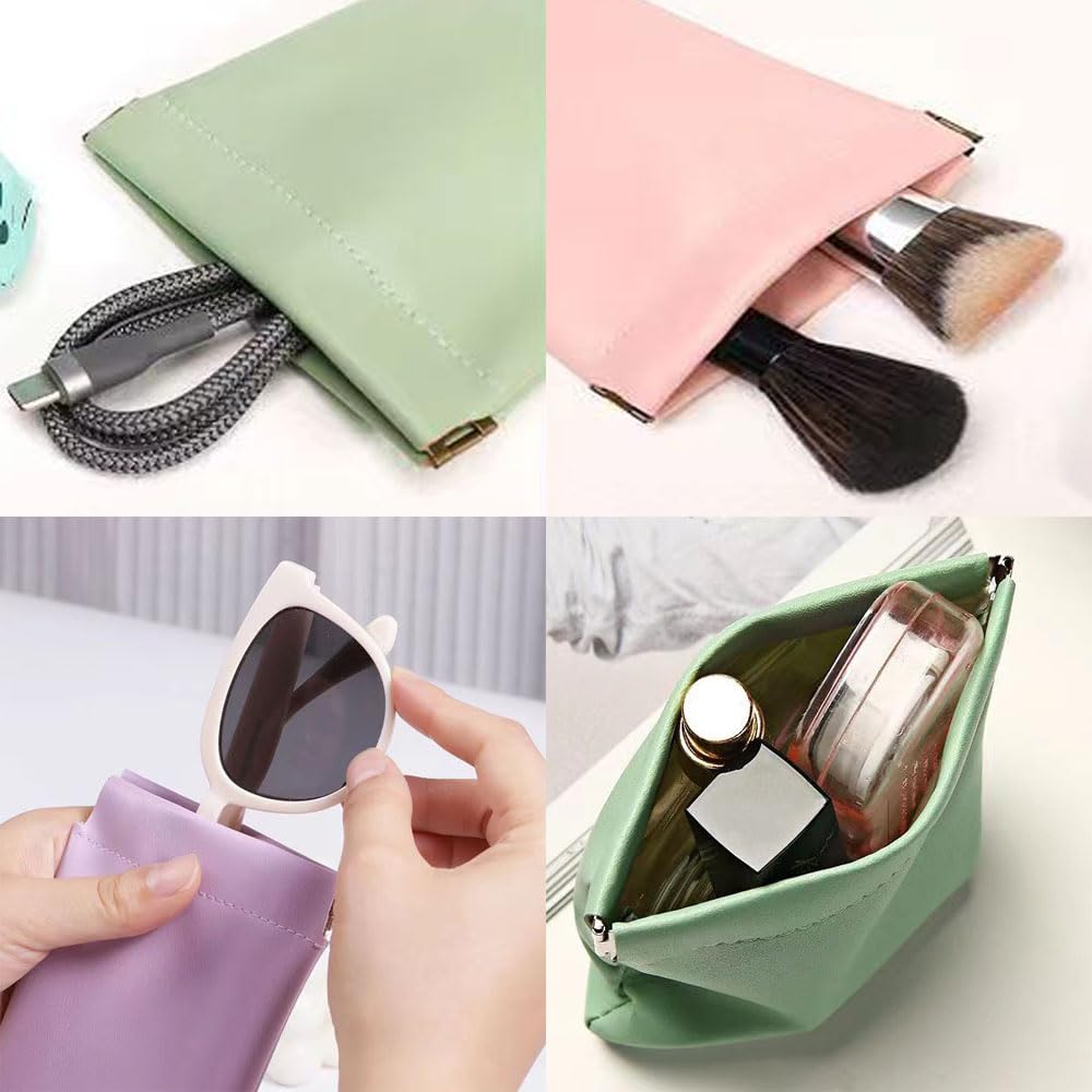 Quarter Rainbow pouches inside a purse demonstrating tidy storage and travel convenience benefit