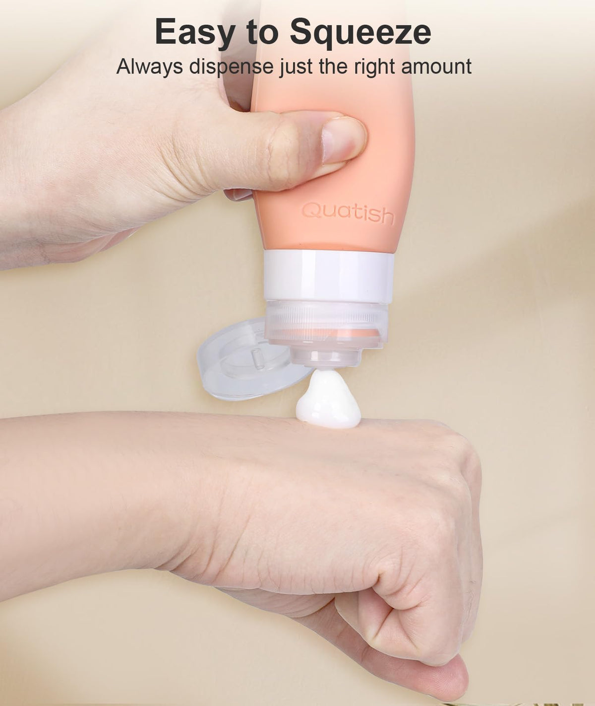 Quatish cream jar open with spatula for mess-free transfer benefit
