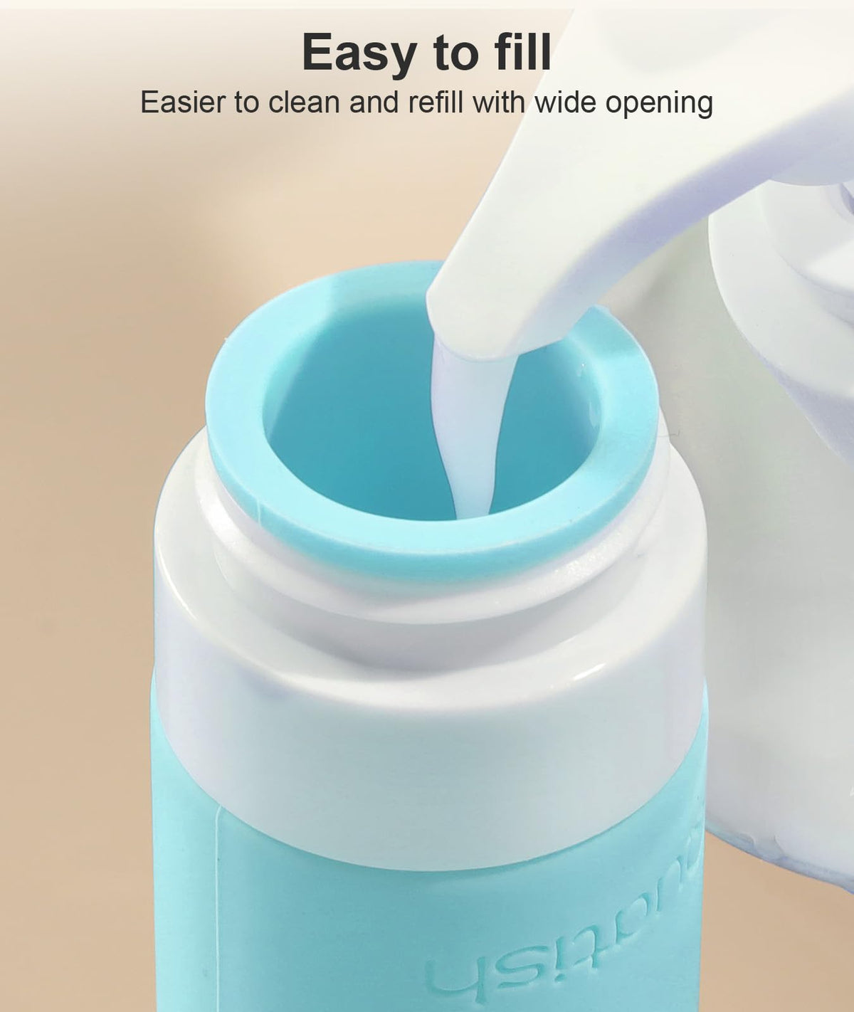 Quatish dispense orifice detail displaying precise cross-orifice for controlled use