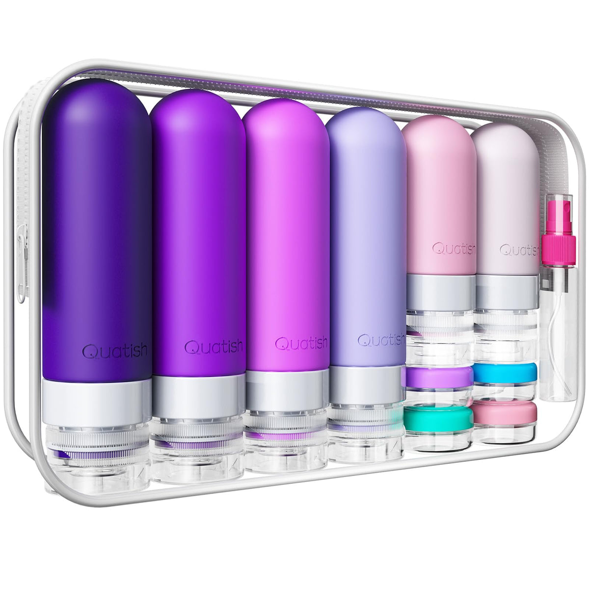 Quatish purple kit front packaging showing complete 20-piece set for travel convenience