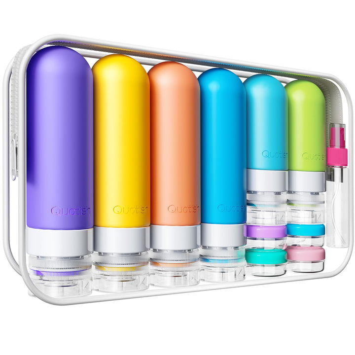 Quatish front view packaged set showing all components for organized travel