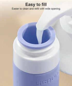Quatish bottles in a shower caddy demonstrating practical in-bath use, travel convenience