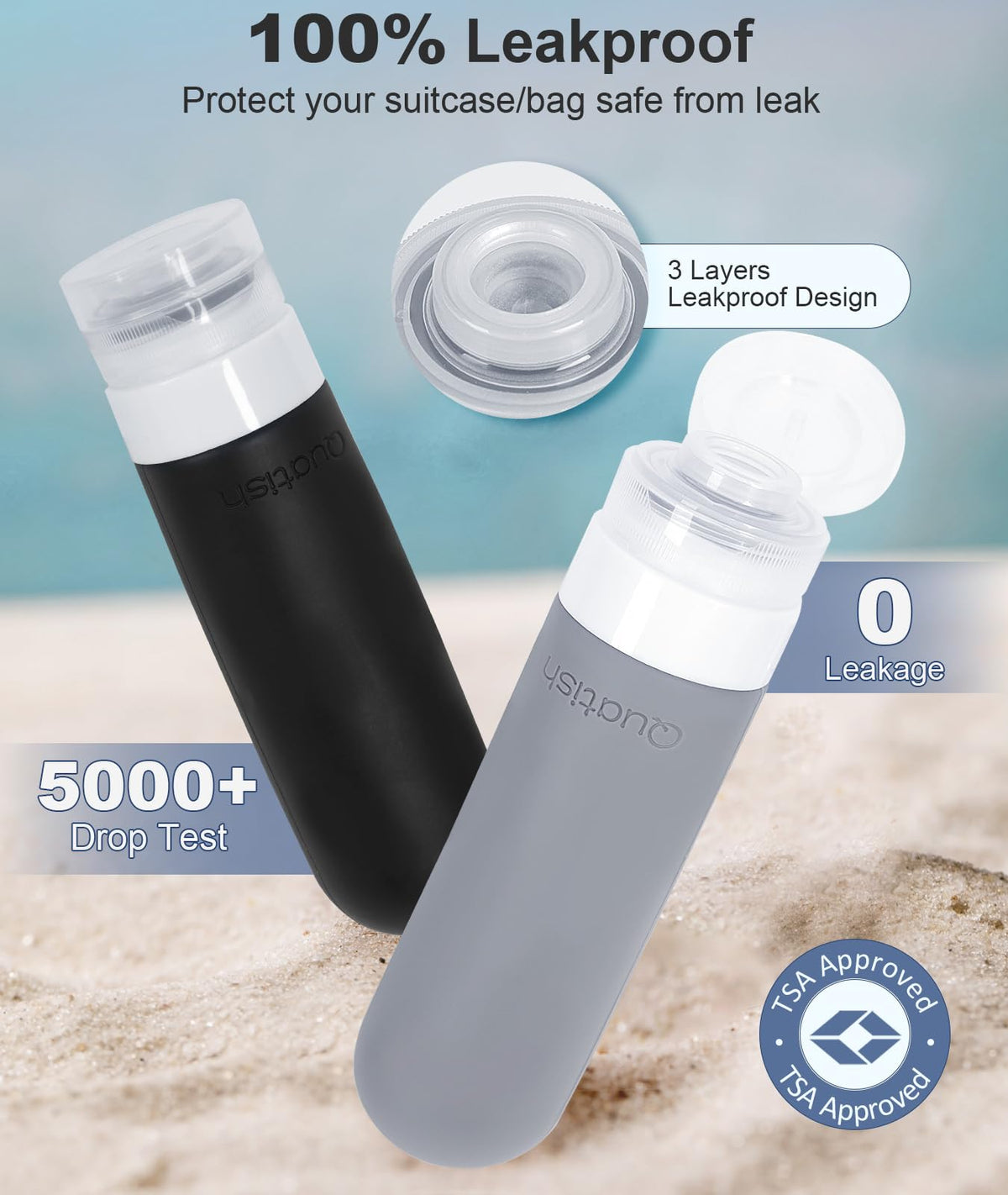 Quatish spray bottle detail ideal for mists and sanitizer on trips