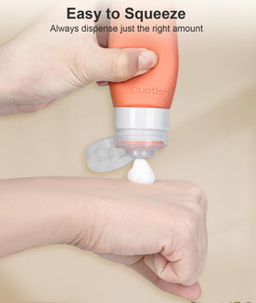 Quatish spray bottle being used for travel-friendly application