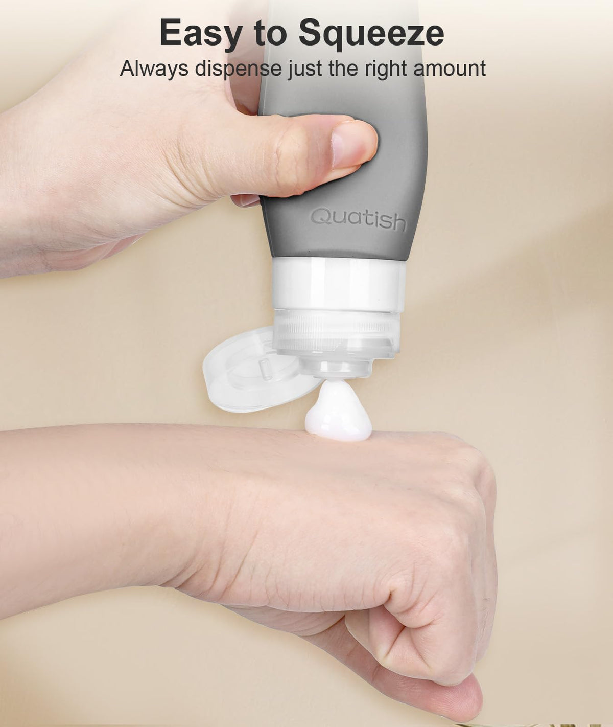 Quatish spray bottles and funnel demonstrating precise misting and easy refills benefit