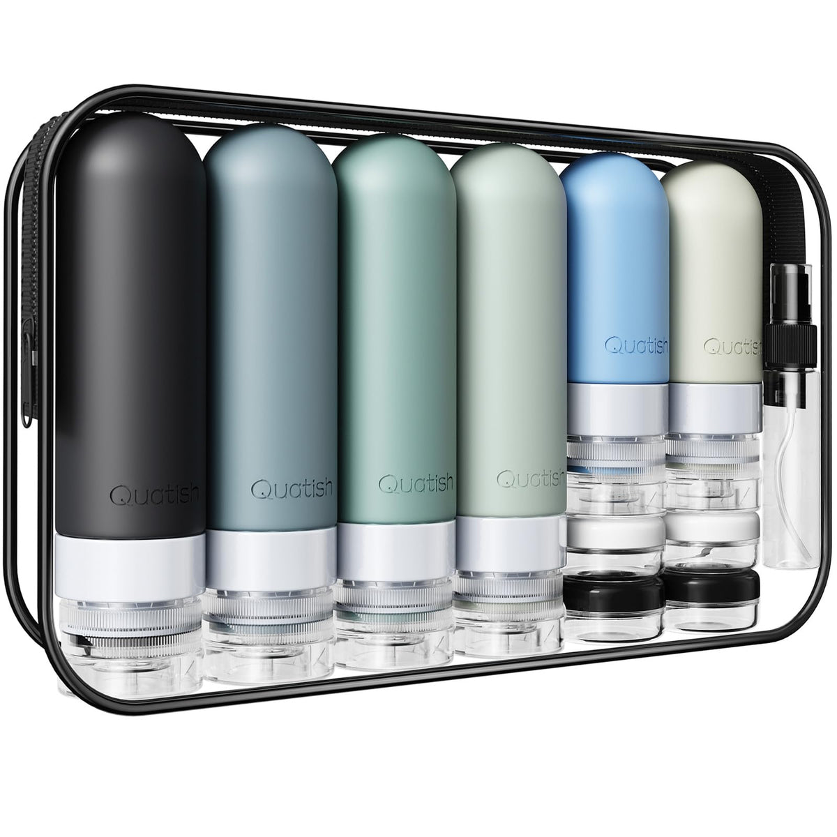 Quatish toiletry bag front view neatly organizes travel essentials