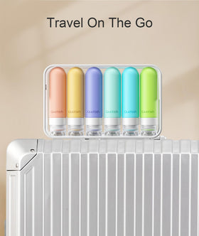 Quatish travel pouch packed with bottles organized for airport security ease
