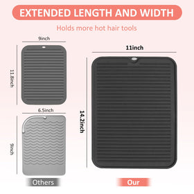 Quccefods mat with thermometer showing heat resistance up to 482°F
