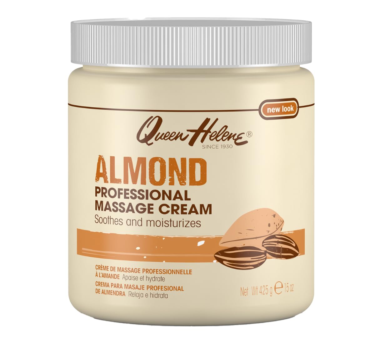 Queen Helene front packaging showing 15 oz jar and almond scent benefit