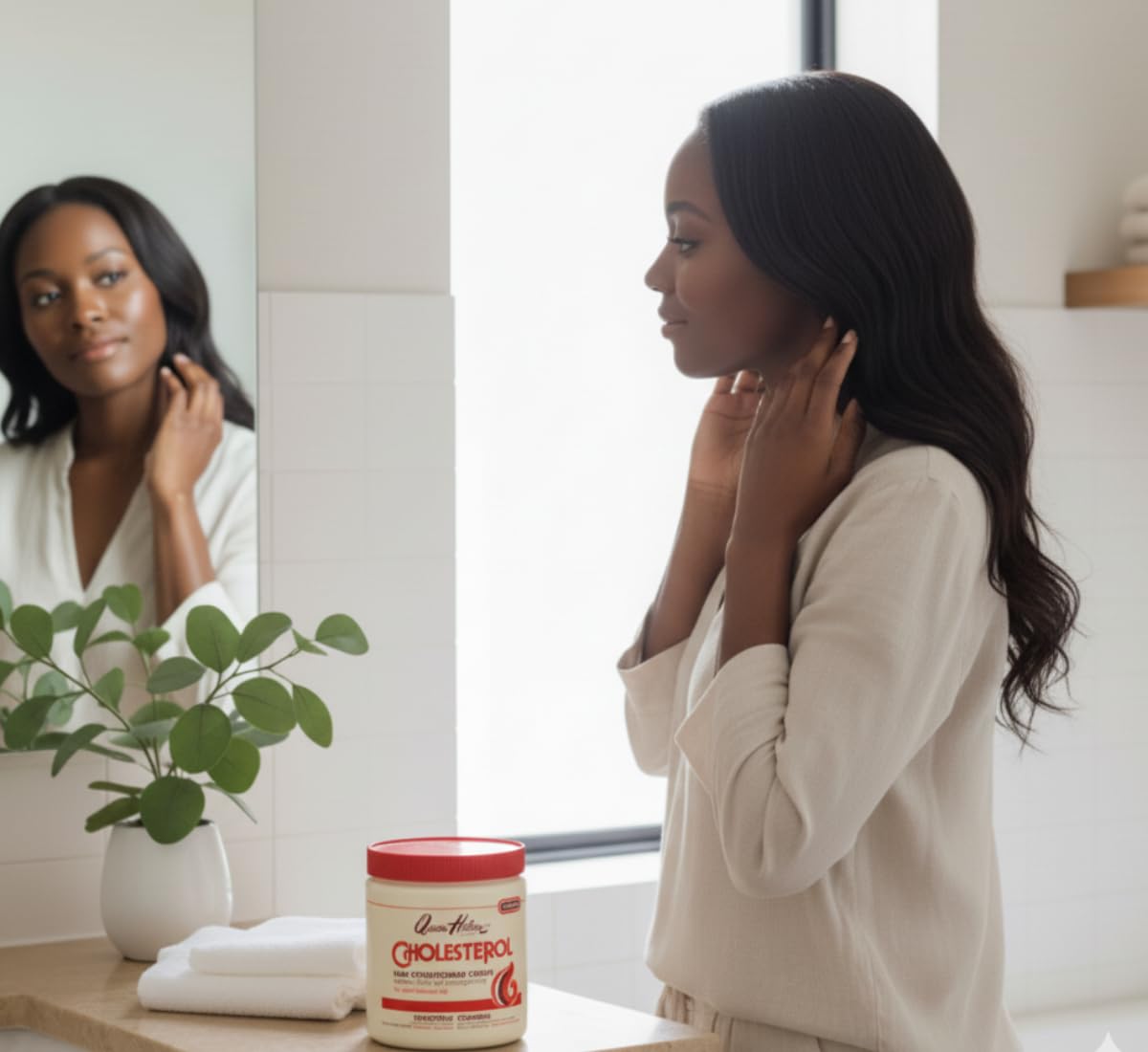 Queen Helene jar in bathroom lifestyle scene showing daily routine benefit