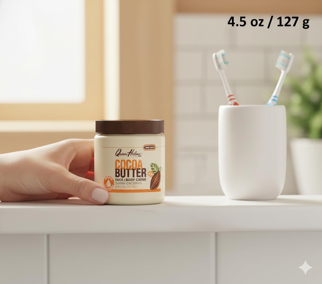Queen Helene label and ingredient list emphasizing cocoa butter benefit