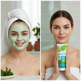 Queen Helene close-up of mint leaves combined with mask for cooling effect