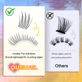 QUEWEL detailed view of soft lash cluster fibers for light feel