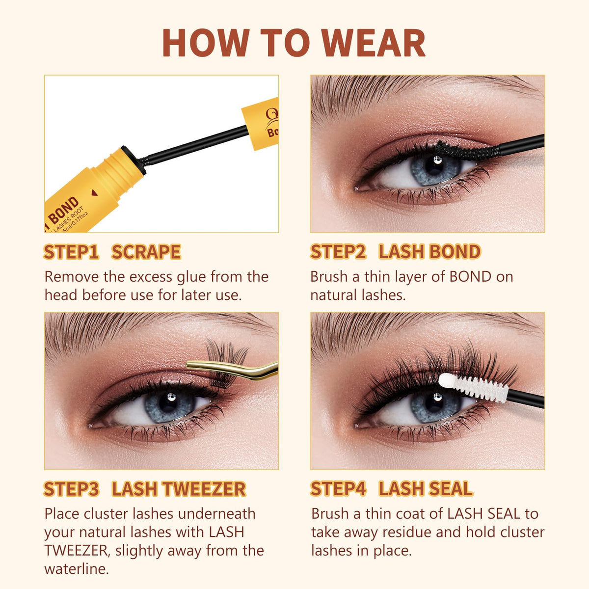QUEWEL before and after eye comparison, visible lift and fuller lash look