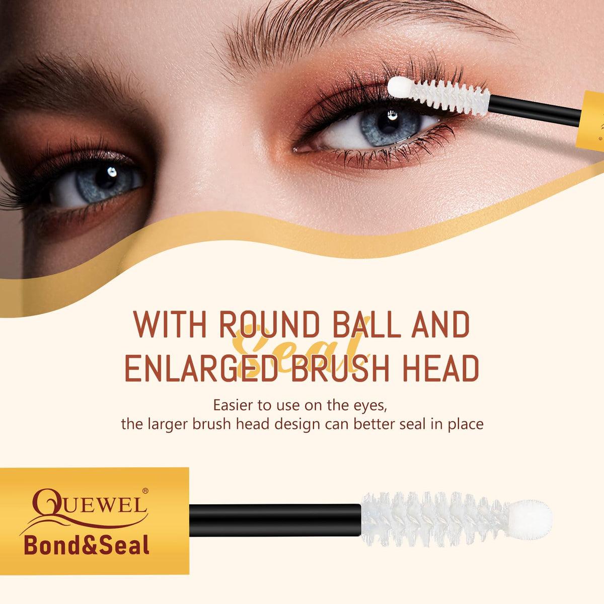 QUEWEL cluster lash application close-up illustrating neat placement and hold