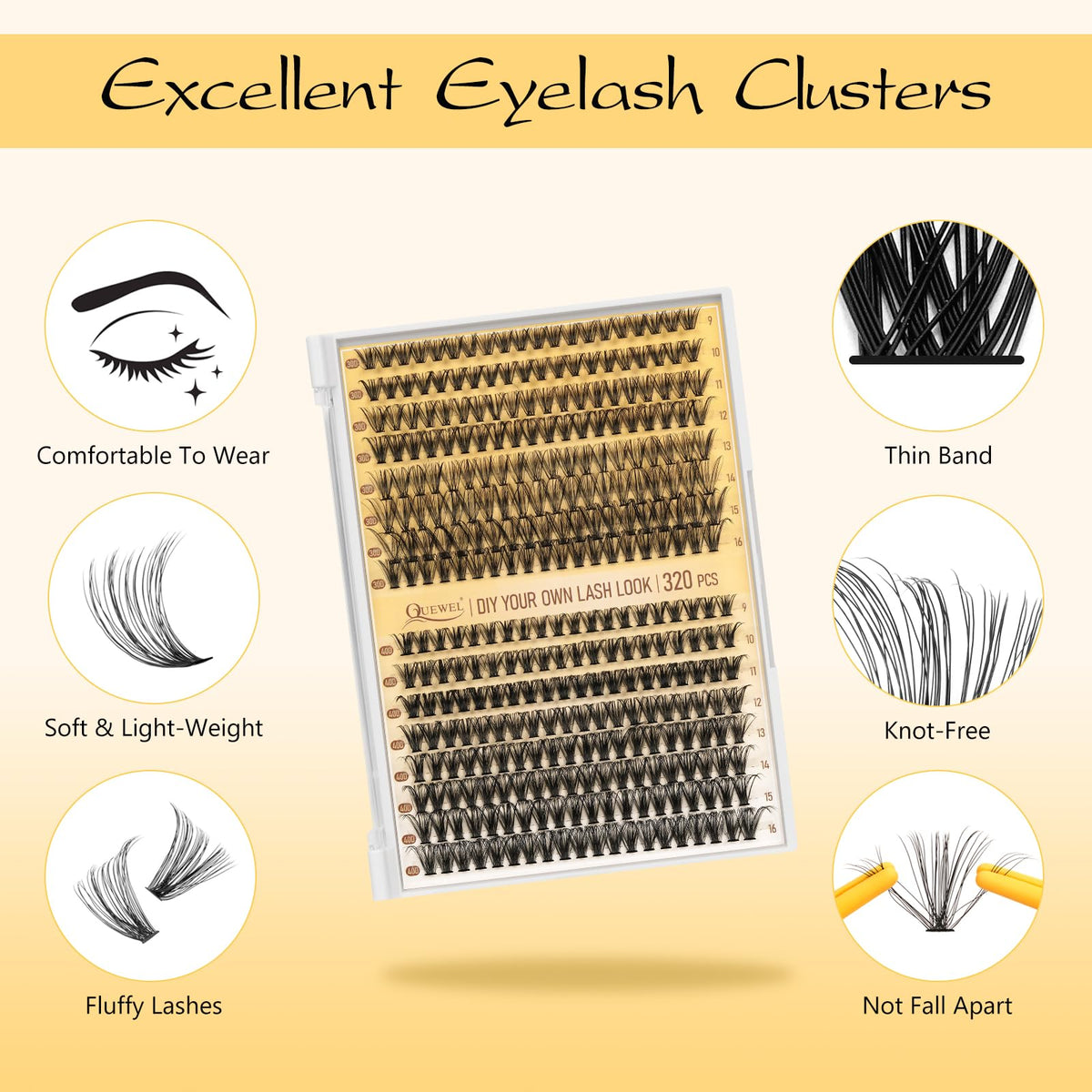 QUEWEL mixed cluster tray with 30D and 40D clusters for styling variety