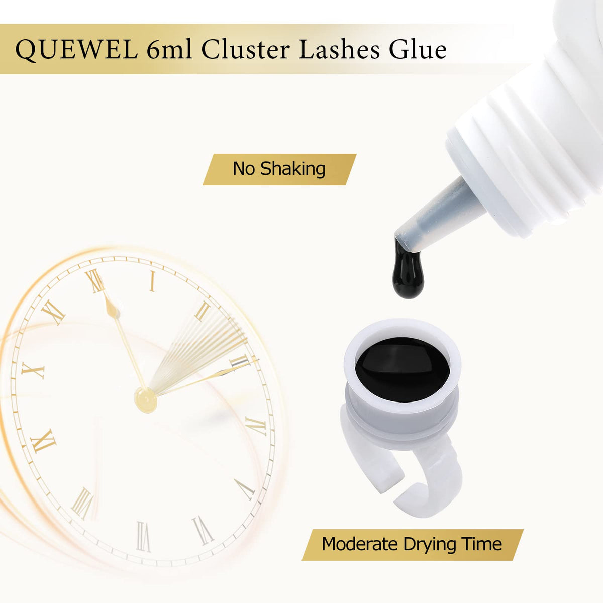 QUEWEL no-shake applicator closeup for immediate use