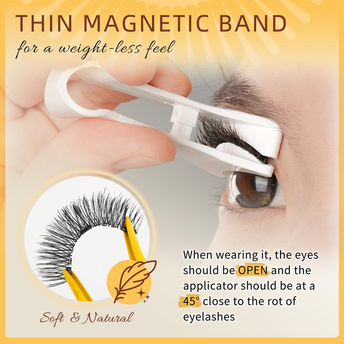 QUEWEL lashes on model creating lifted cat-eye and length