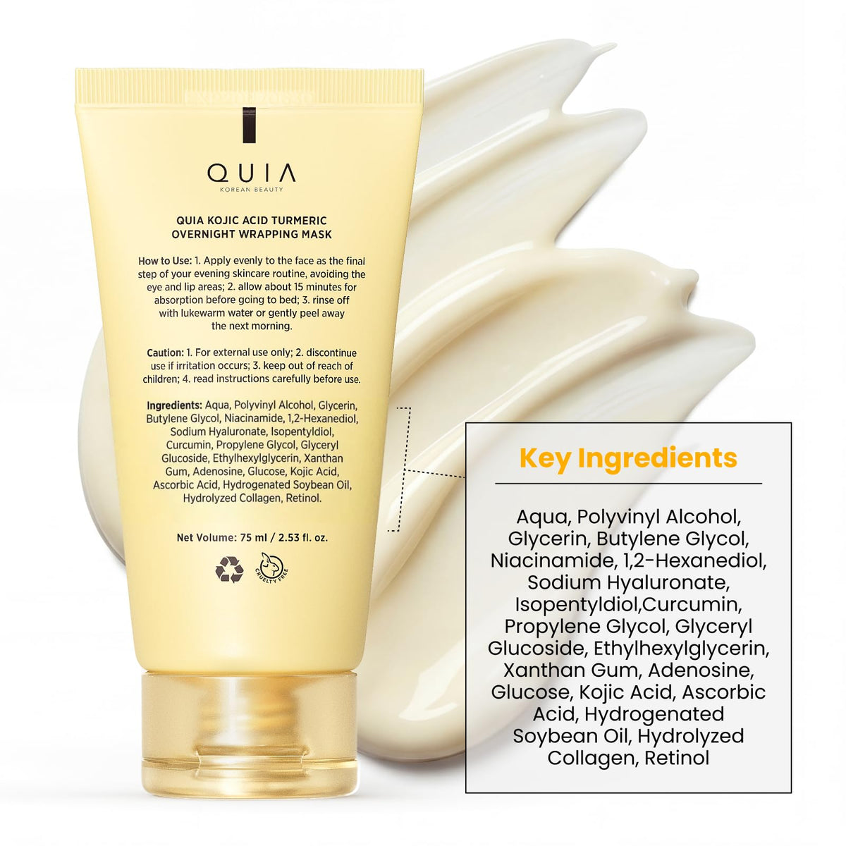 QUIA turmeric and centella botanicals highlighting calming brightening benefits