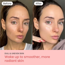 QUIA Beauty model applying thin layer on face demonstrating ease