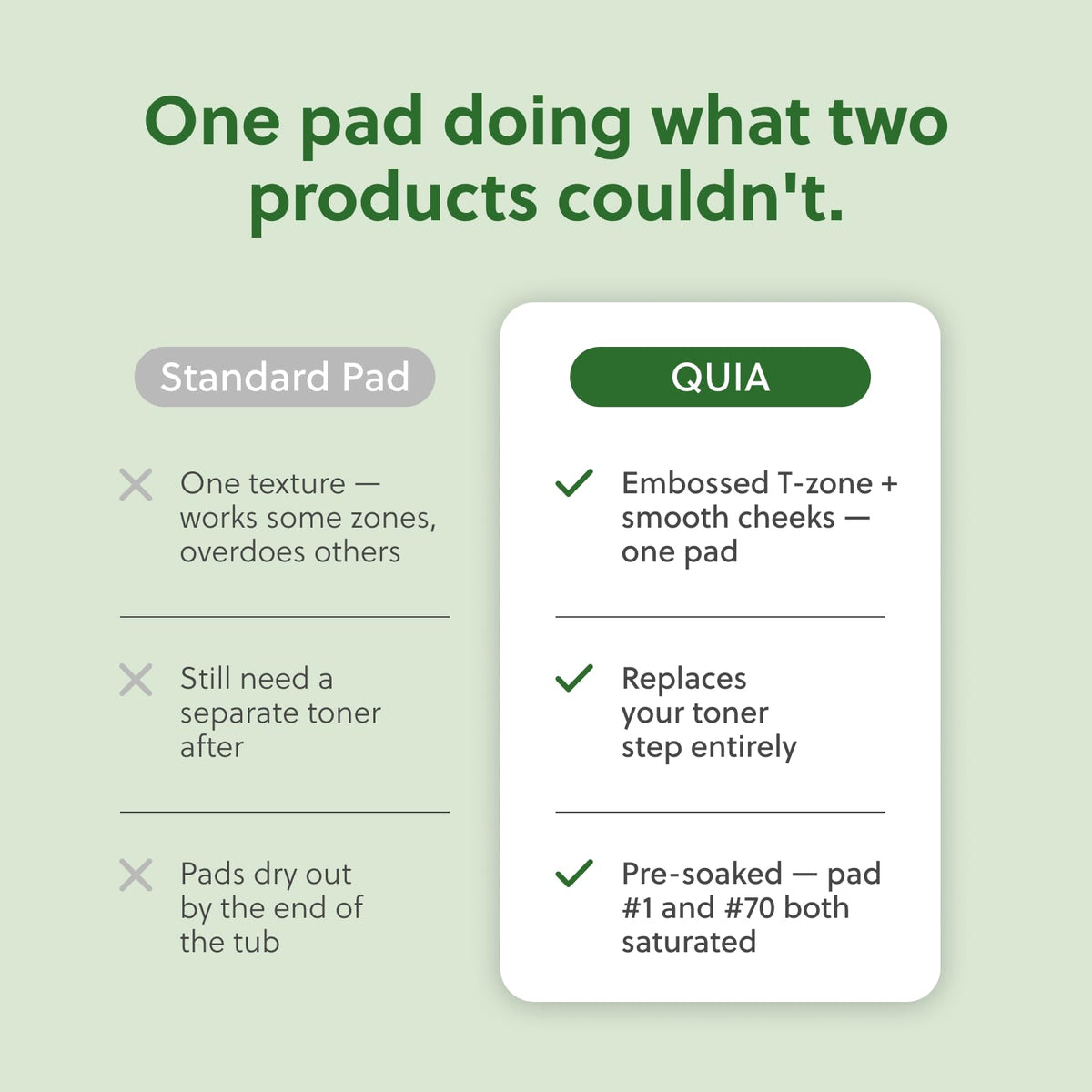 QUIA scale comparison with ruler showing pad thickness and value benefit