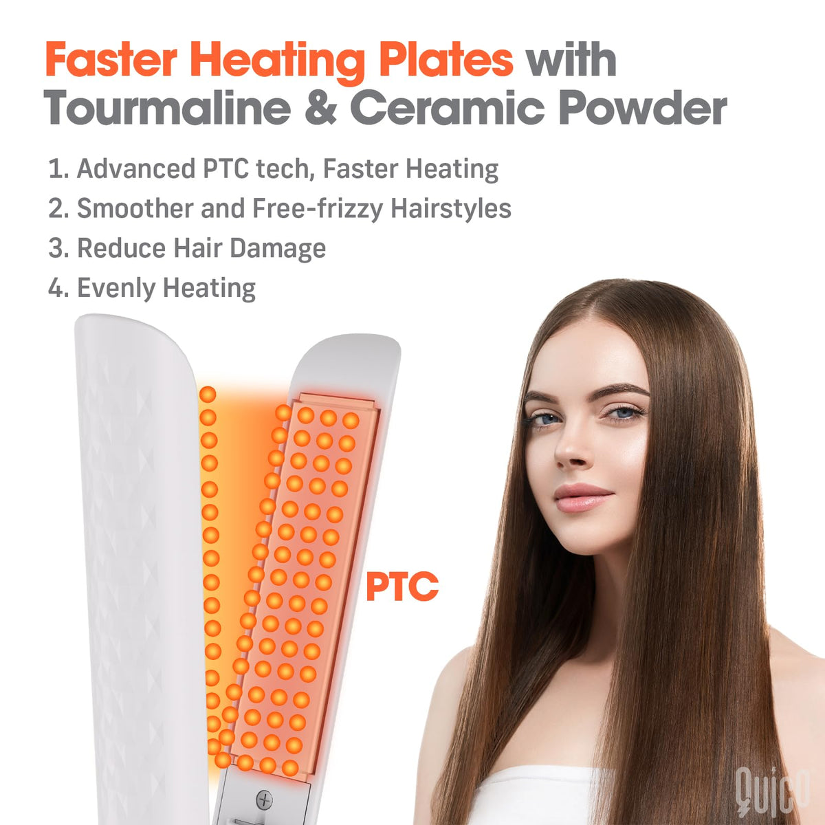 QUICO before and after hair image showing smoother, frizz-reduced finish