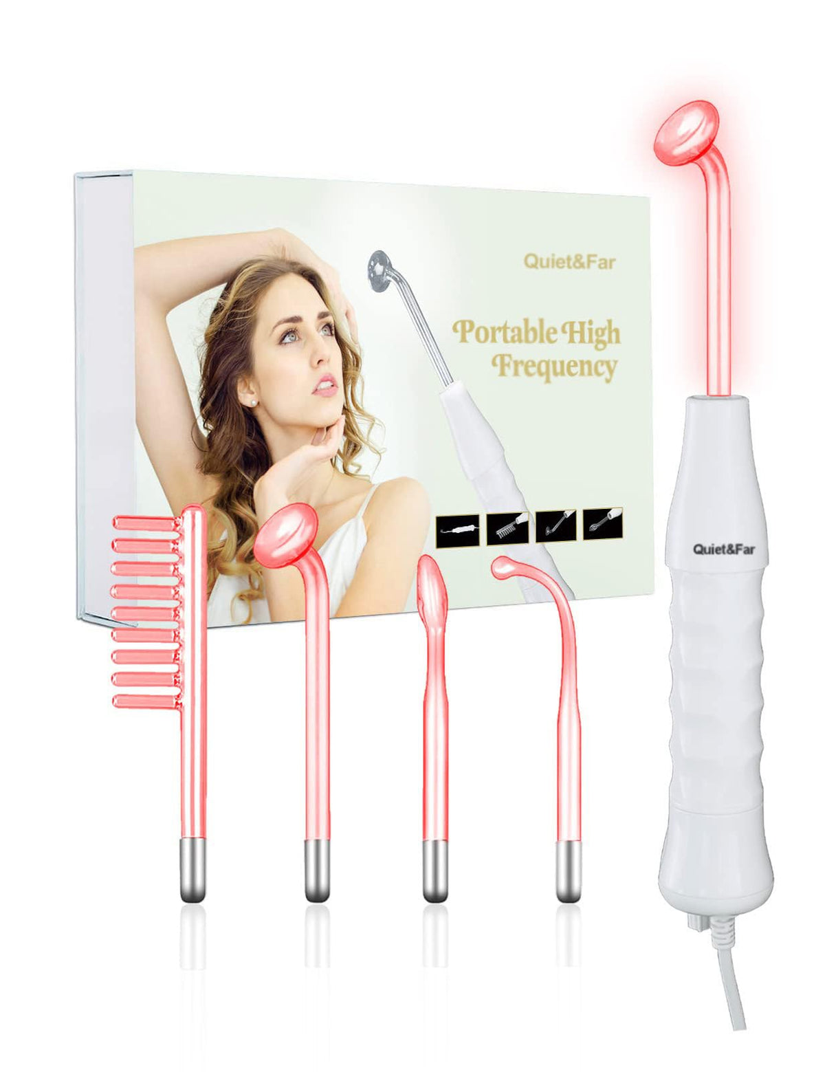 Quiet&Far wand front view showing compact design and sleek finish for easy handling