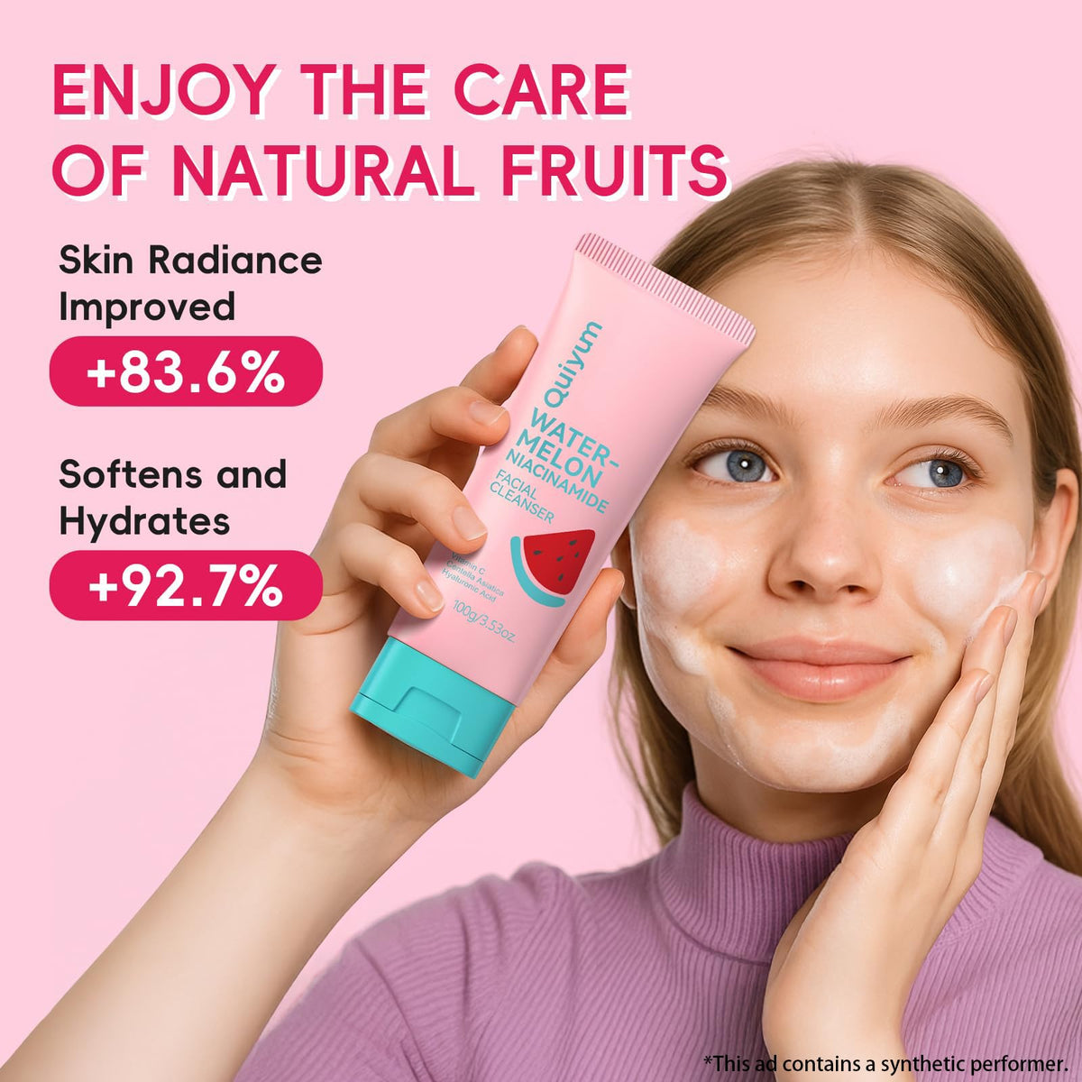 QUIYUM blueberry hyaluronic moisturizer swatch on skin providing hydration