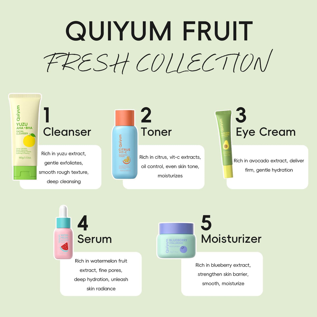 QUIYUM yuzu cleanser pump close-up demonstrating easy application and gentle cleanse
