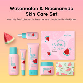 QUIYUM serum bottle close-up highlighting watermelon niacinamide concentrate for radiant skin