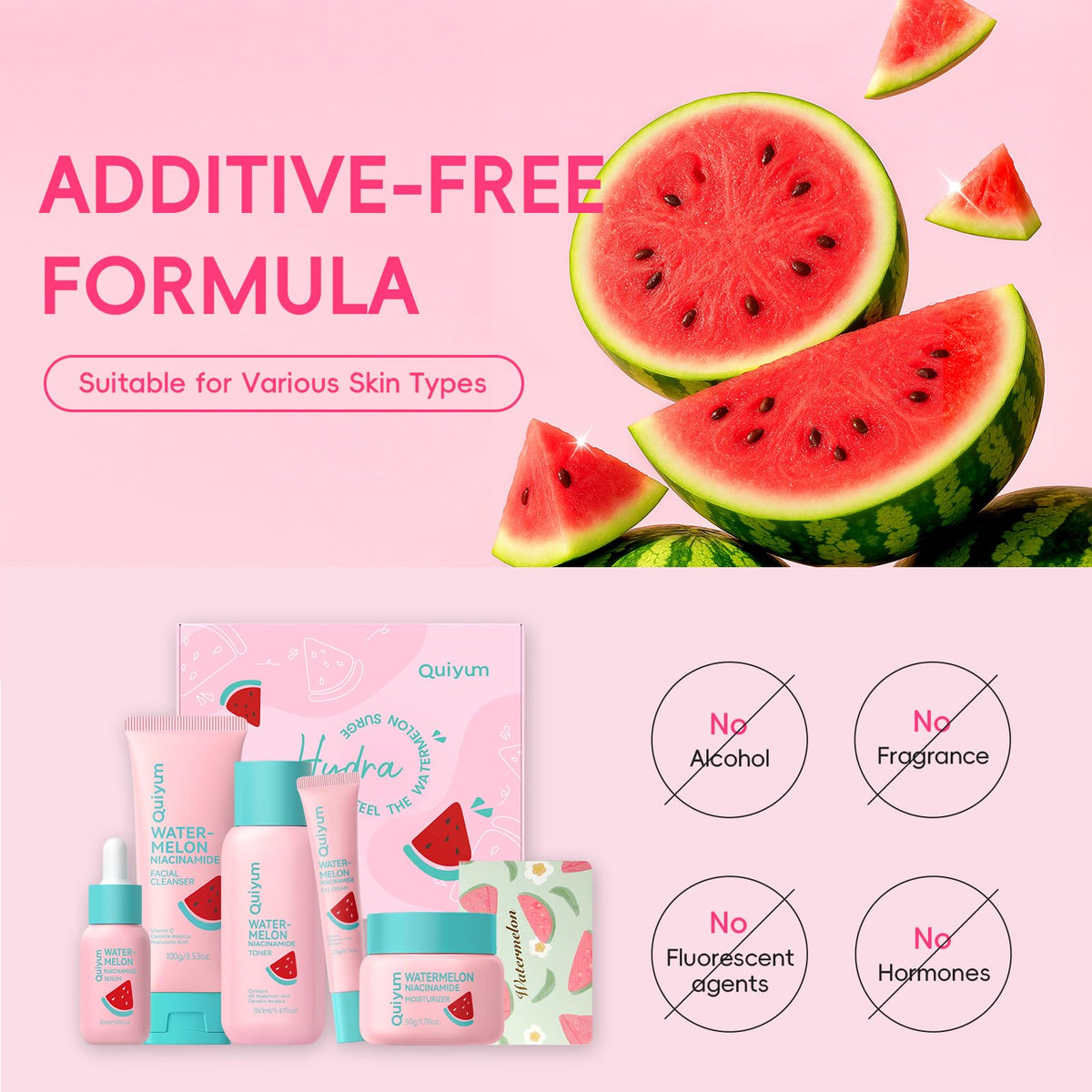 QUIYUM travel-sized set arranged in a pouch for portability and routine consistency