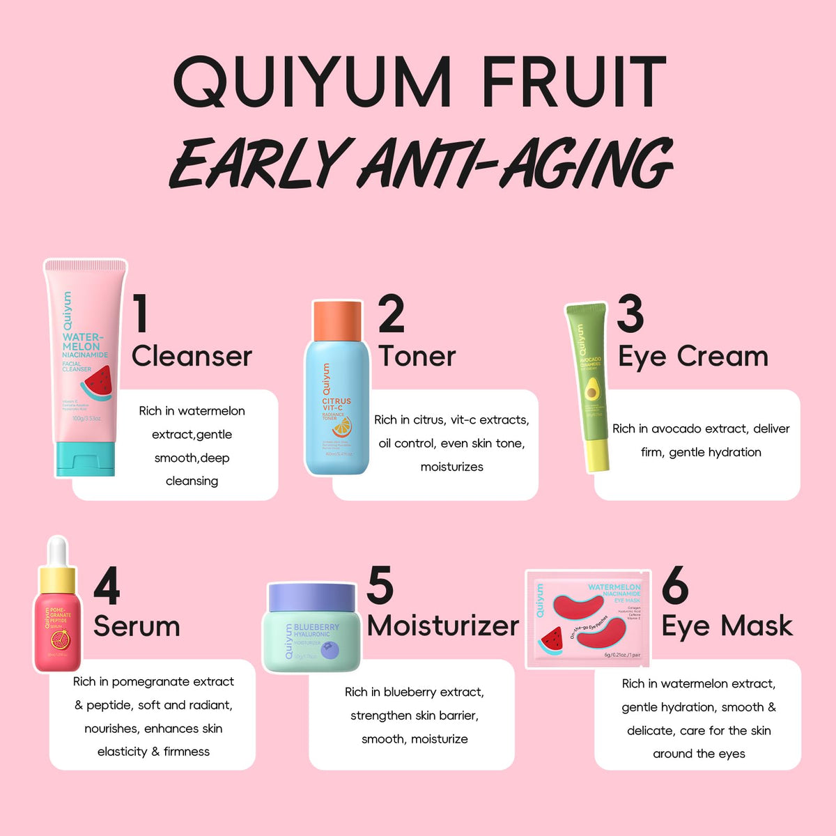 QUIYUM watermelon cleanser texture close-up showing gentle lather and cleansing