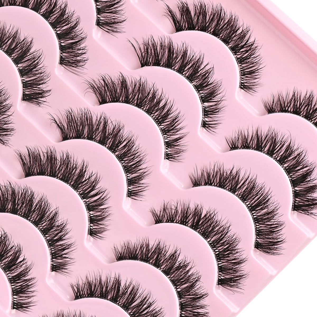 QUNETY lashes beside a ruler illustrating 8–14mm length scale