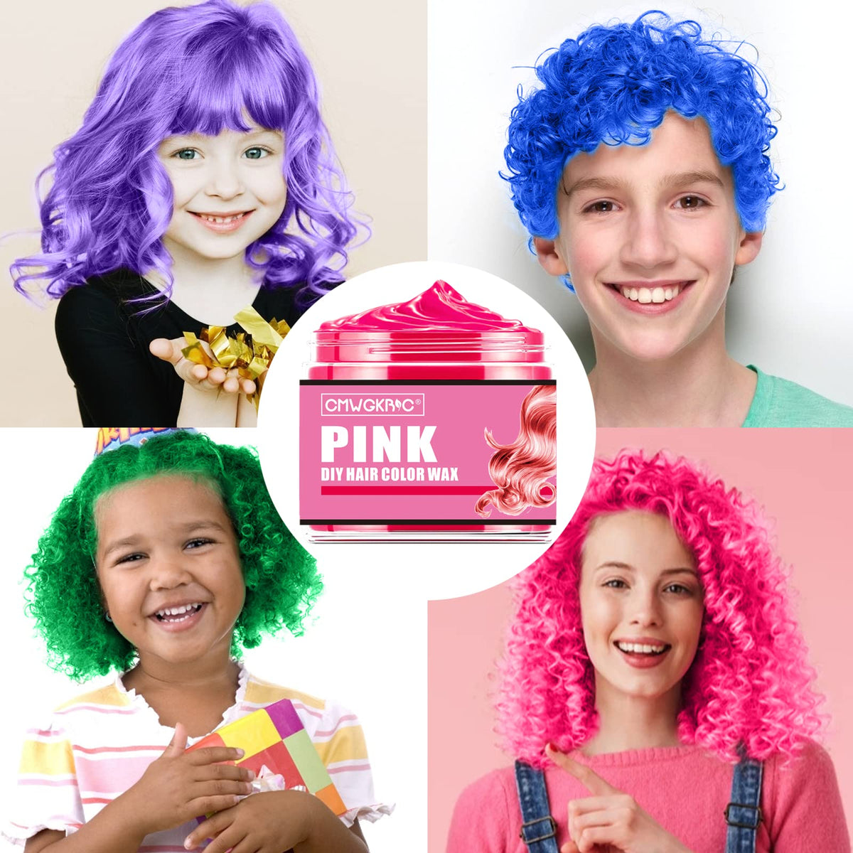 QUNGCO blue streak applied in hair demonstrating bold color payoff benefit