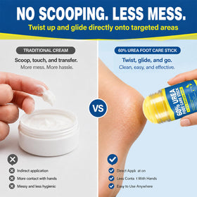 QVCQ applying stick to heel to soften rough skin and target callused areas