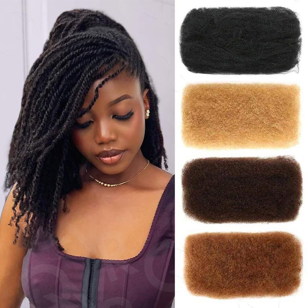 QUEEN VIRGIN REMY close-up of kinky texture illustrating soft, natural curls
