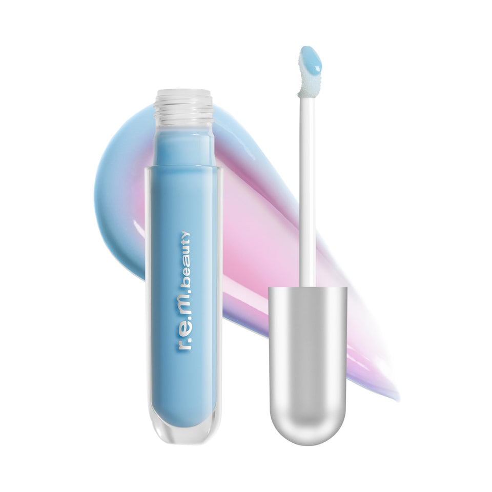 r.e.m. beauty front packaging showing gloss tube and label for easy identification and style