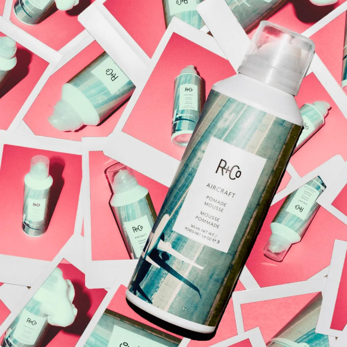 R+Co aircraft label highlighting key botanicals and clean-beauty formulation benefits
