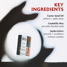 R+Co Dart applied to hair edges demonstrating flyaway control and polished look