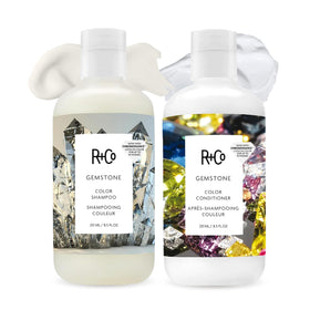 R+Co Gemstone front packaging showing color-protection duo benefit
