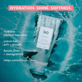 R+Co Waterfall pump and label detail for easy dispensing benefit