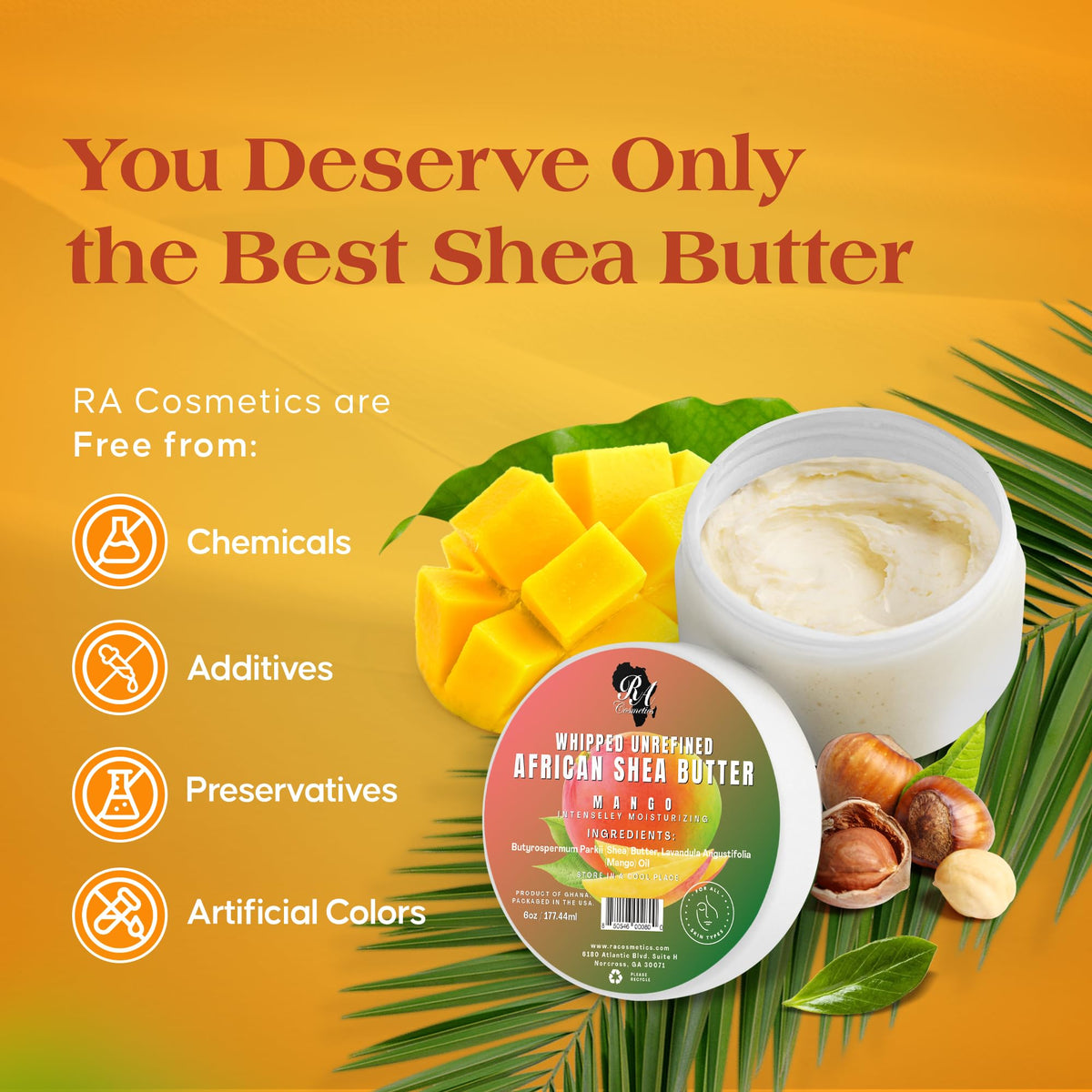 RA COSMETICS open jar revealing whipped texture for easy spreadability
