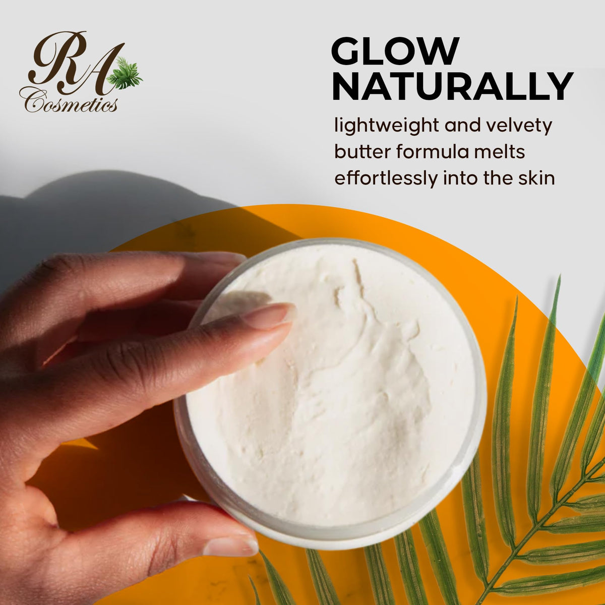 RA COSMETICS label close-up highlighting unrefined ingredients and purity