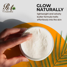 RA COSMETICS label close-up highlighting unrefined ingredients and purity
