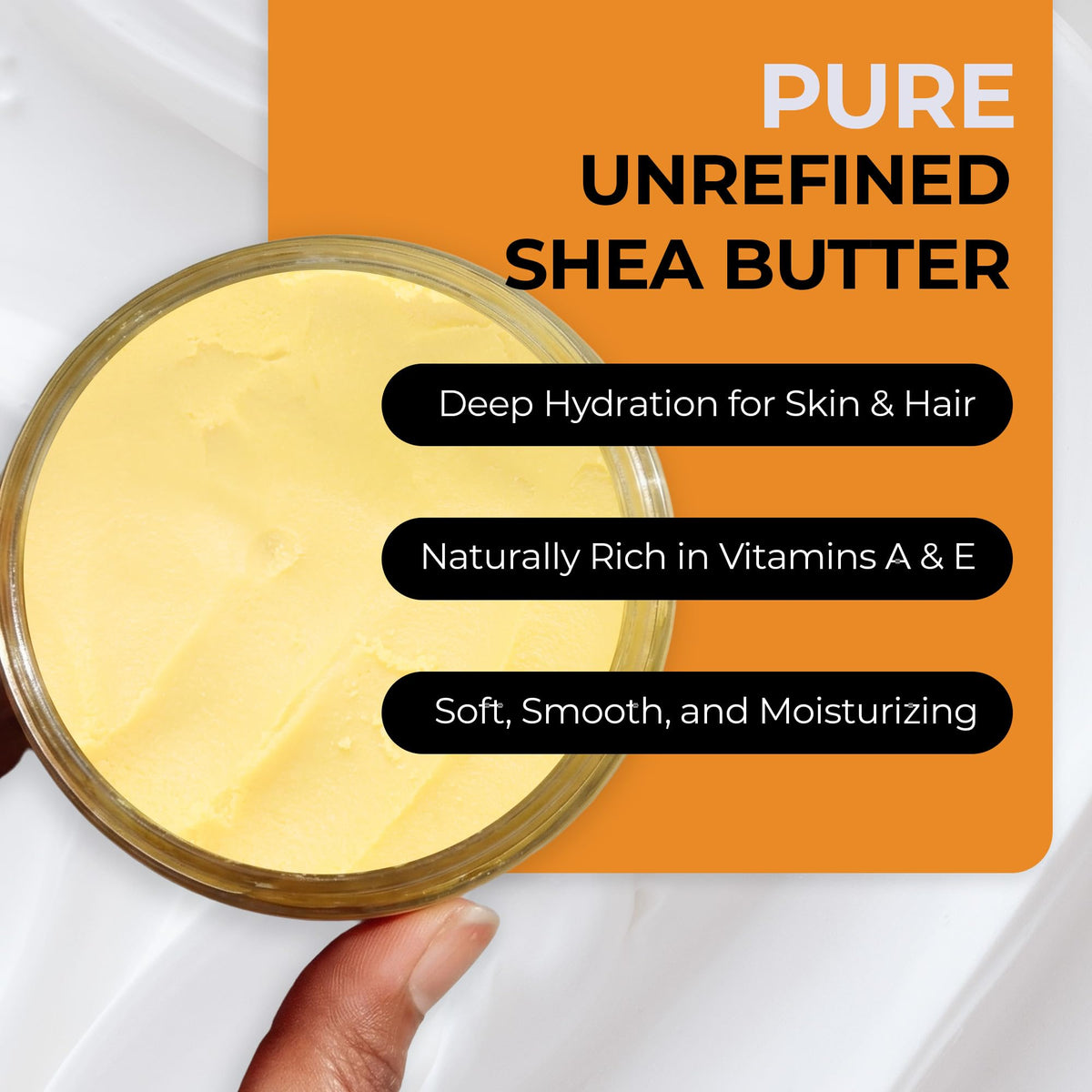 RA COSMETICS close-up of raw shea butter texture demonstrating firm unrefined butter quality