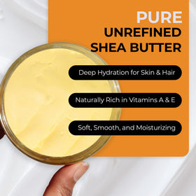 RA COSMETICS close-up of raw shea butter texture demonstrating firm unrefined butter quality