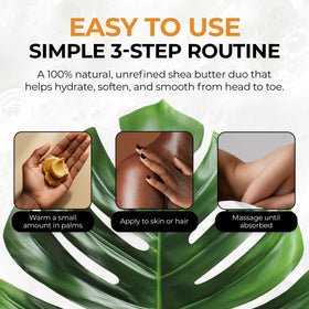 RA COSMETICS spoon scooping raw shea butter illustrating ease of use and clean application