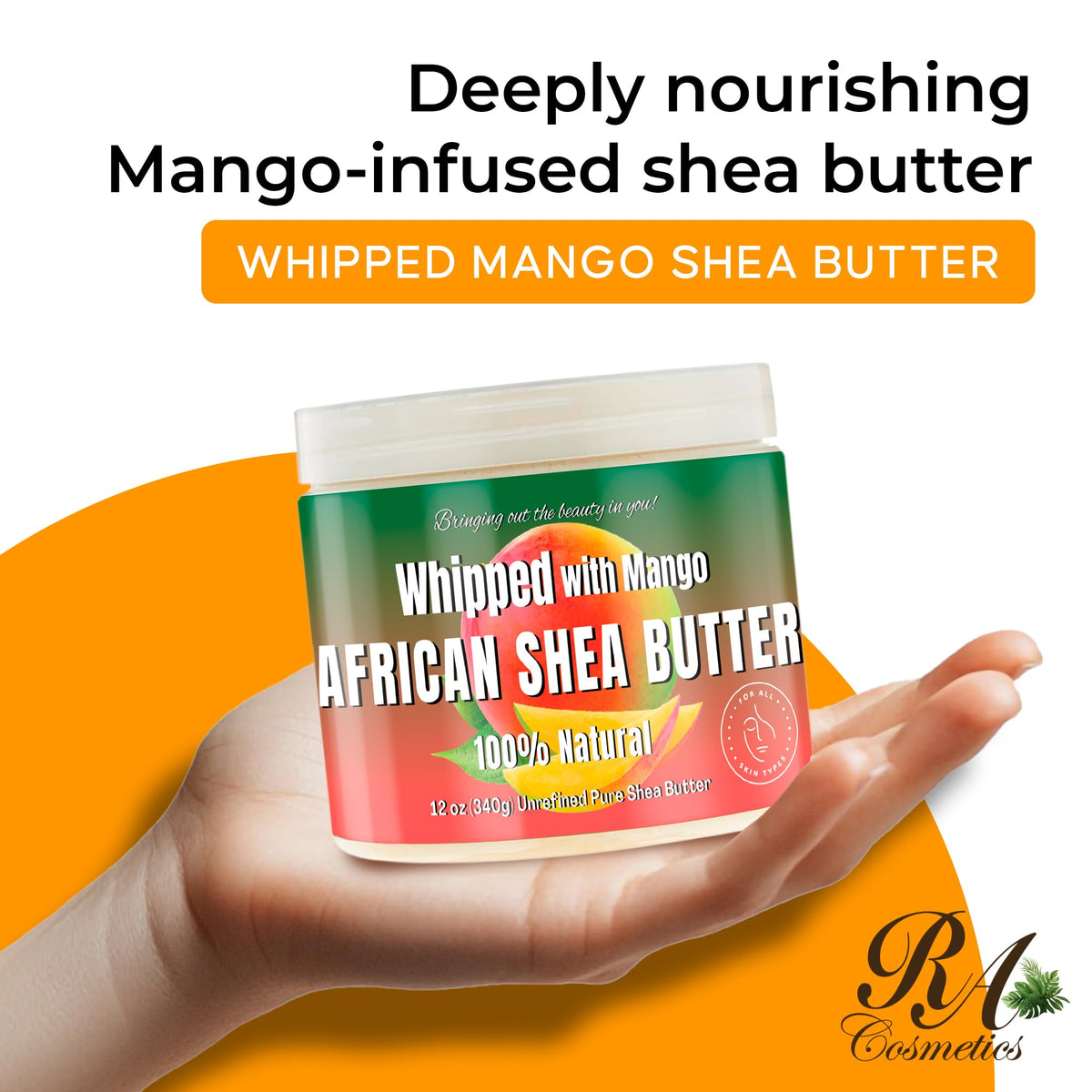 RA COSMETICS whipped shea close-up highlighting airy texture for faster absorption