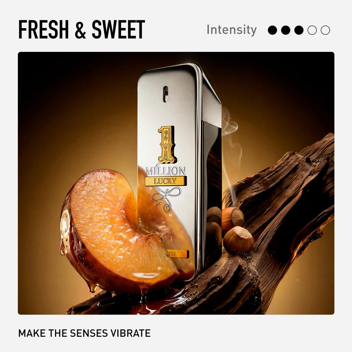 Rabanne 1 Million Lucky spray in use illustrating confident application and projection