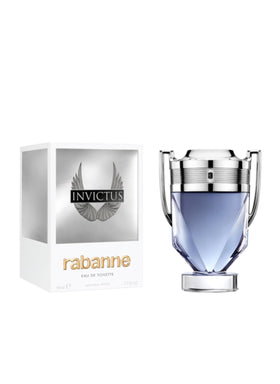 Close-up of Rabanne trophy bottle detail highlighting premium finish and grip